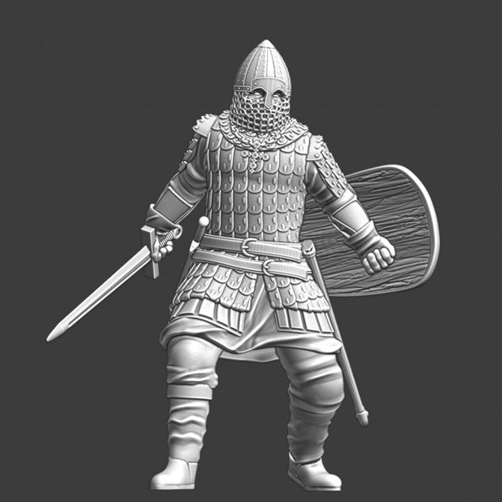 Medieval Kievan Rus warrior - shield and sword