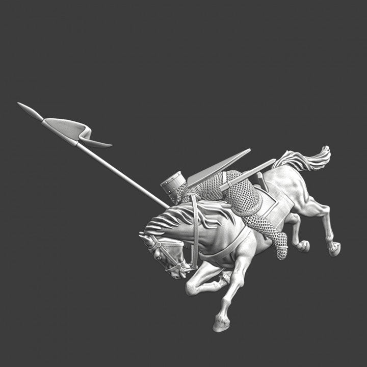 Medieval knight falling with his horse