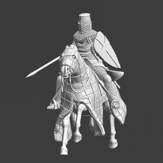Medieval crusader with crouched lance