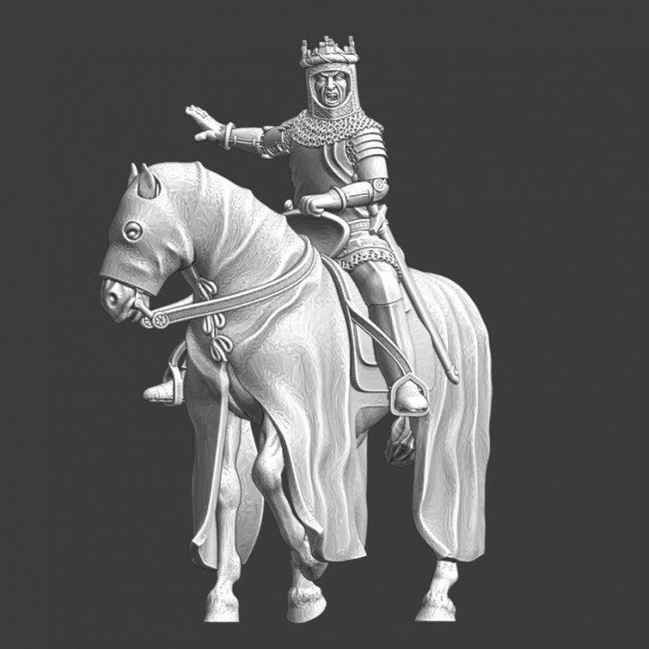 Medieval mounted King - Holding his army back