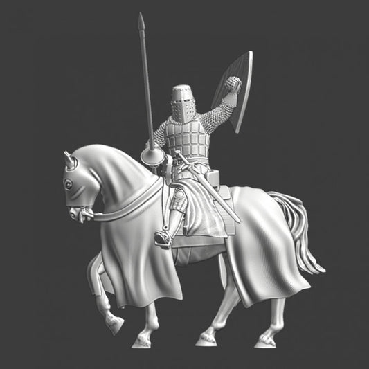 Mounted Medieval Knight - Giving commands with his shield