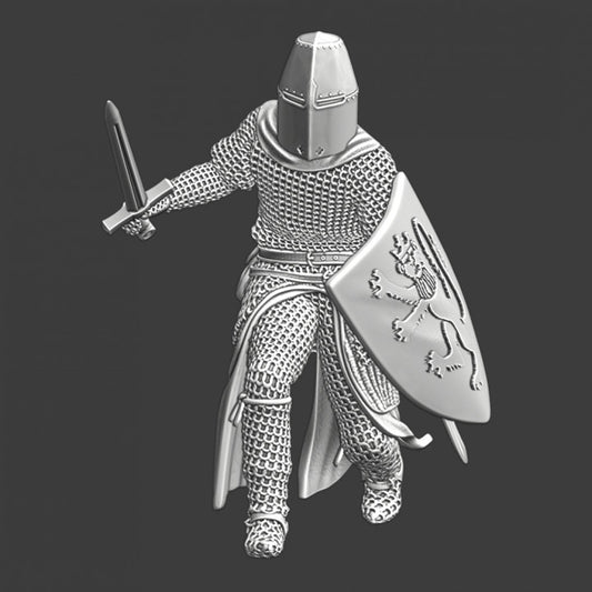 Medieval Scandinavian Knight advancing with sword.