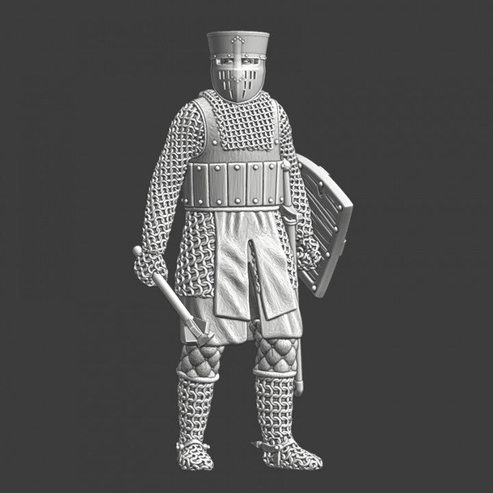 Medieval crusader knight- shield and mace