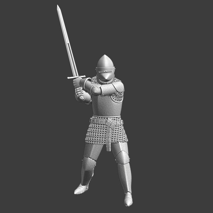 Medieval 14th century knight with sword