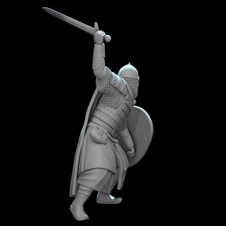 Medieval Kievan Rus Warrior with Sword & Heraldic Shield