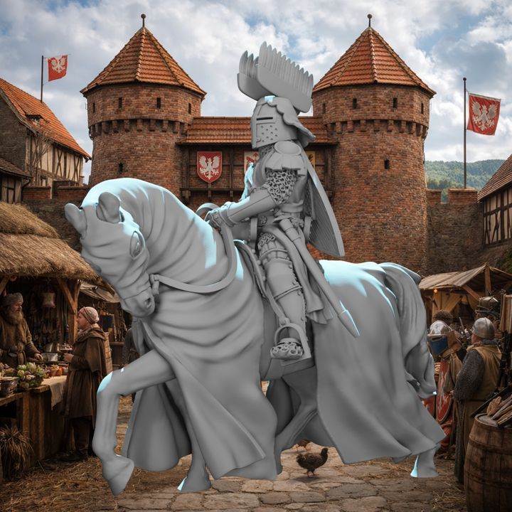 Mounted Medieval Polish Knight – Crested Helm