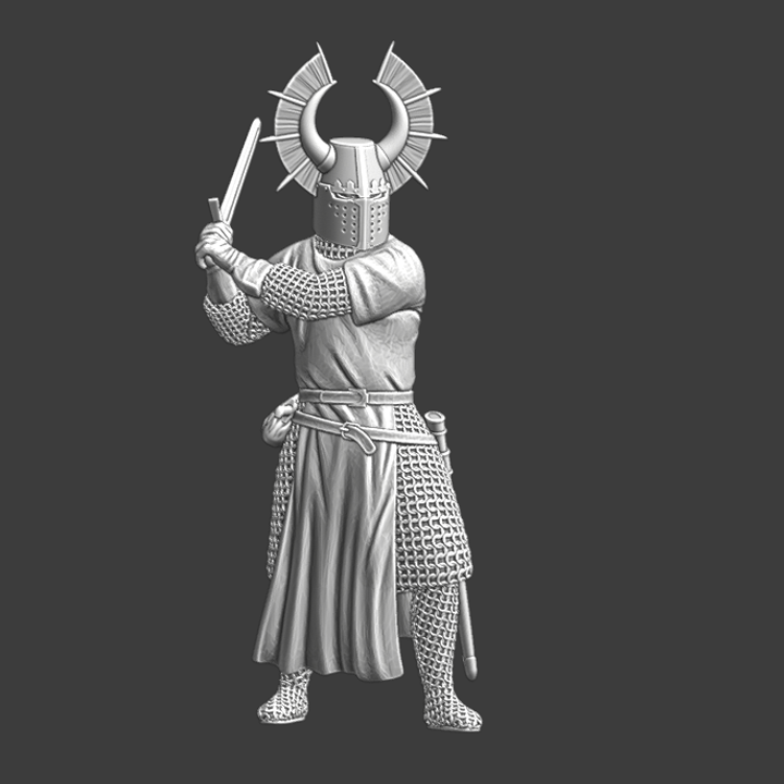 Teutonic Knight with crested helmet.