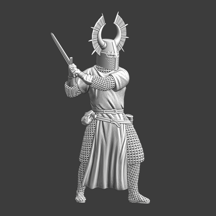 Teutonic Knight with crested helmet.