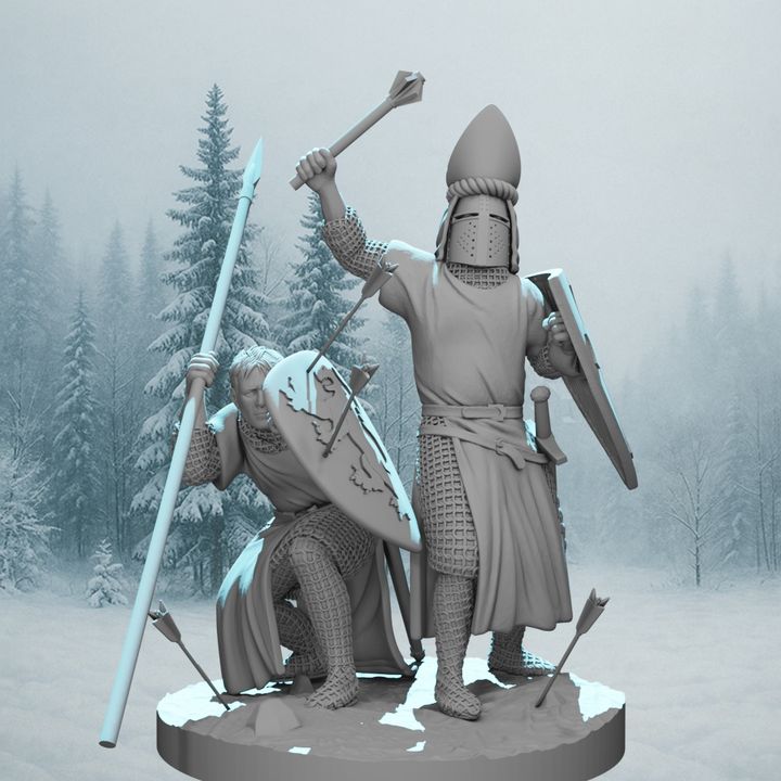 Medieval Warrior Bishop & Guard