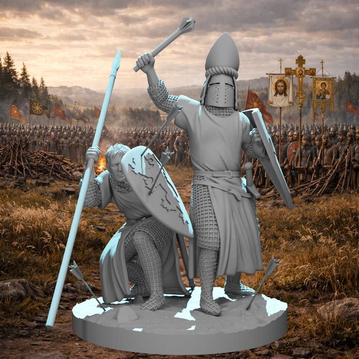 Medieval Warrior Bishop & Guard