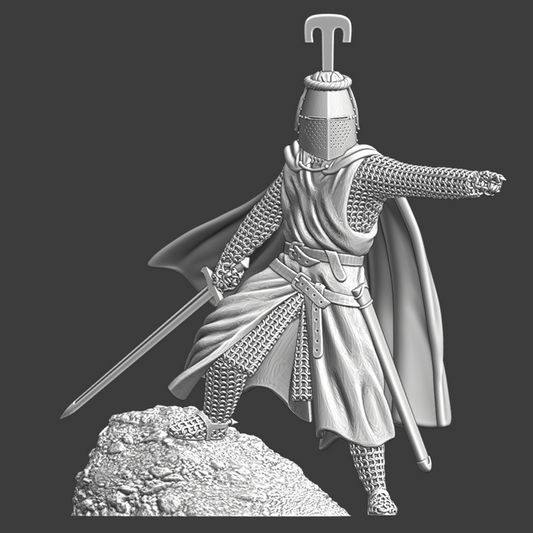 Medieval Crusader Knight - Crested Helmet