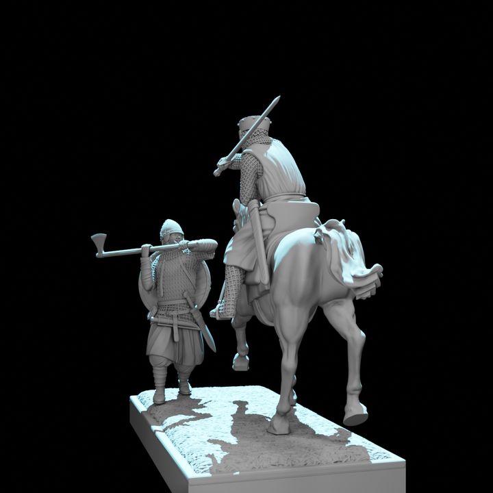 Mounted Crusader Knight vs Byzantine Varangian Guard – Diorama Vignette