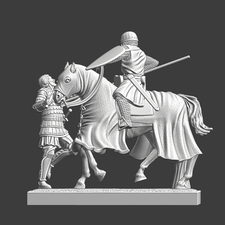 Diorama - Medieval Crusader Knight killing russian