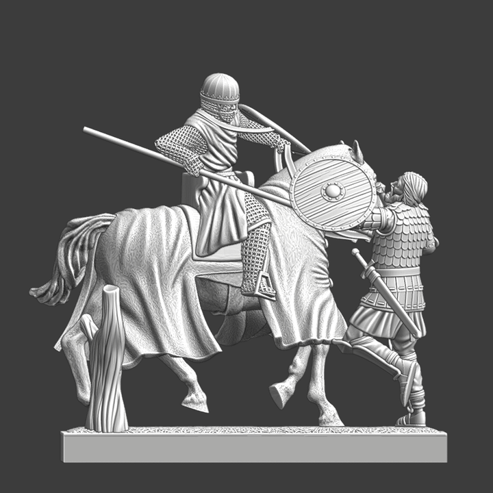 Diorama - Medieval Crusader Knight killing russian