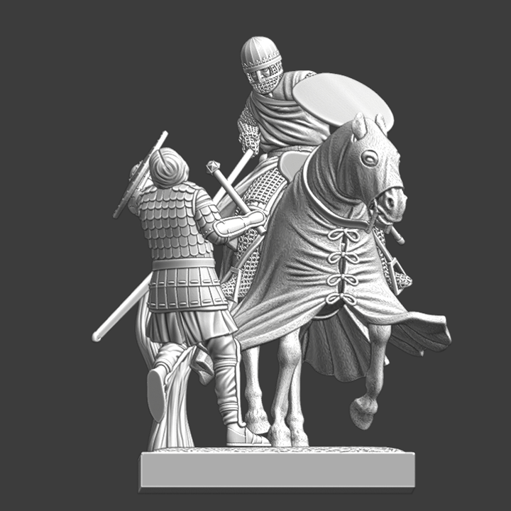 Diorama - Medieval Crusader Knight killing russian