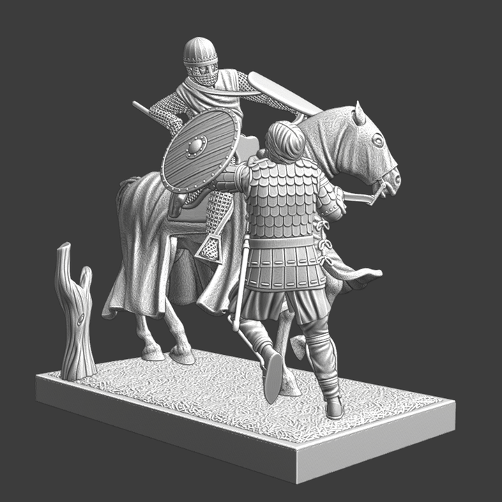 Diorama - Medieval Crusader Knight killing russian