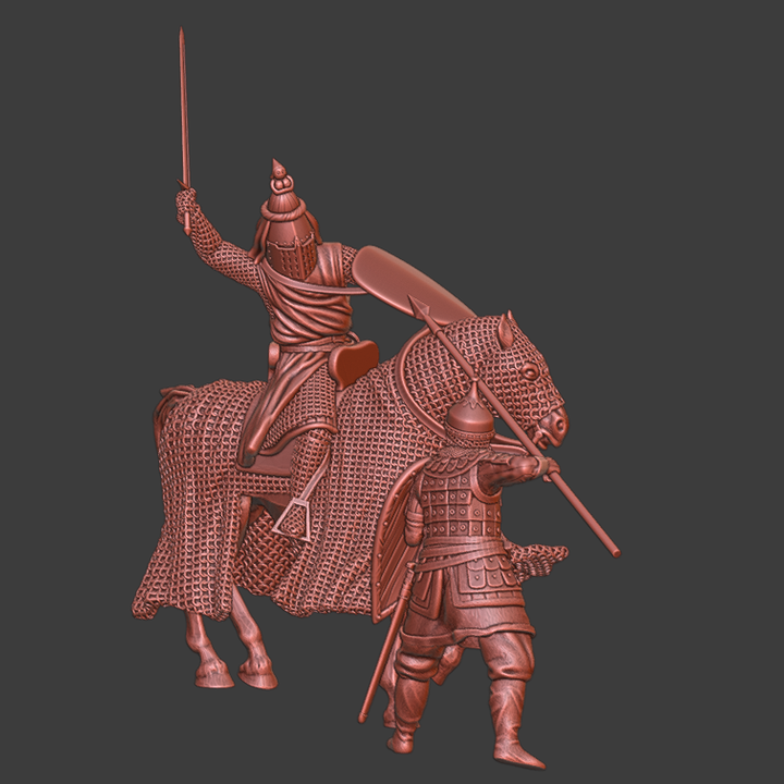 Medieval battle scene - Knight vs Kievan Rus Spearman.
