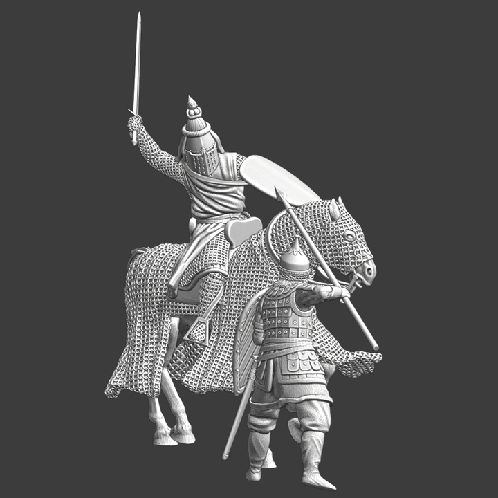 Medieval battle scene - Knight vs Kievan Rus Spearman.