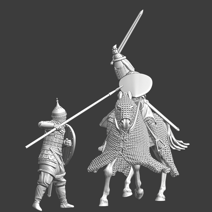 Medieval battle scene - Knight vs Kievan Rus Spearman.