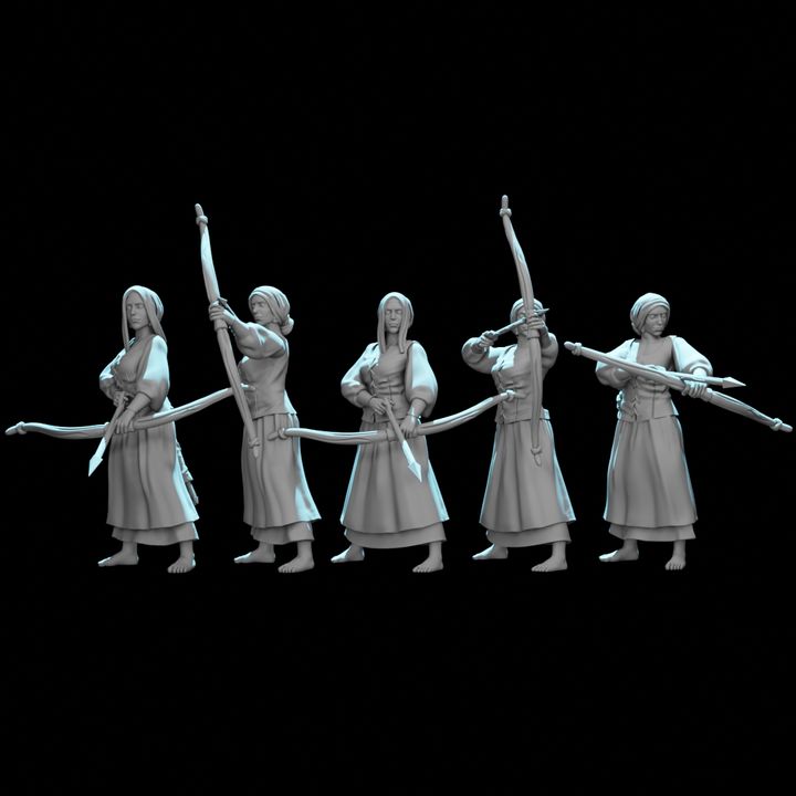 Medieval Female Archers – 5 Figure Set