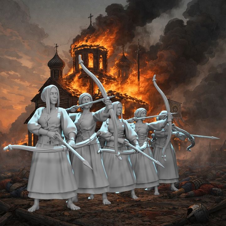 Medieval Female Archers – 5 Figure Set