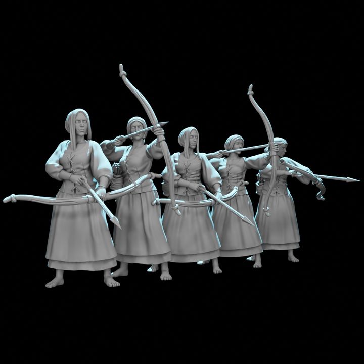 Medieval Female Archers – 5 Figure Set
