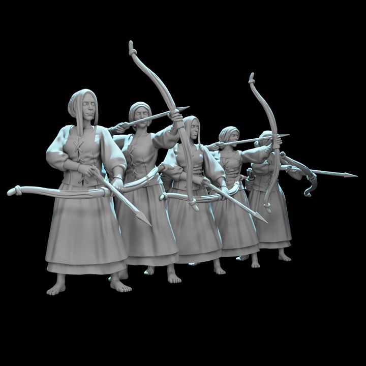 Medieval Female Archers – 5 Figure Set