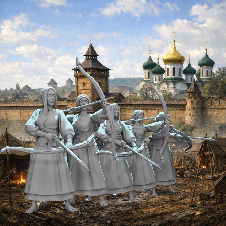 Medieval Female Archers – 5 Figure Set