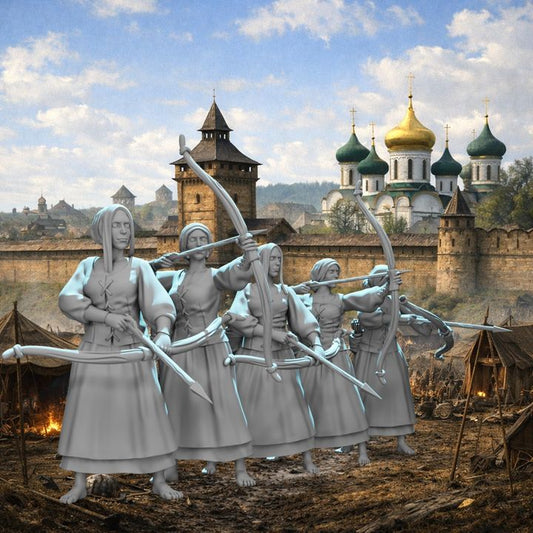 Medieval Female Archers – 5 Figure Set