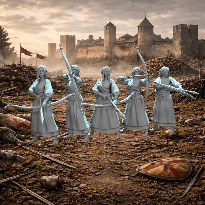Medieval Female Archers – 5 Figure Set