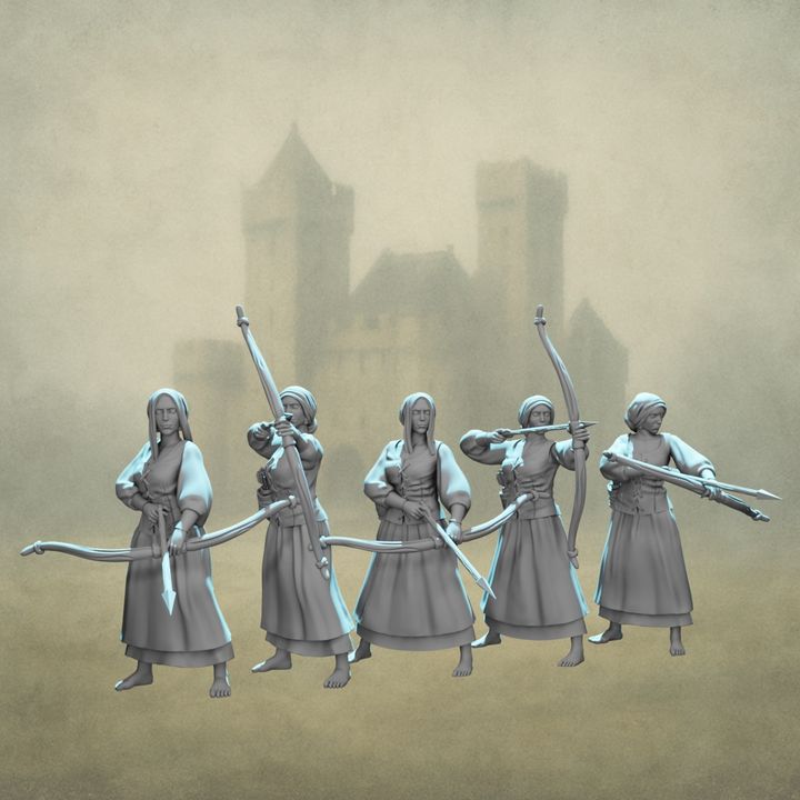 Medieval Female Archers – 5 Figure Set