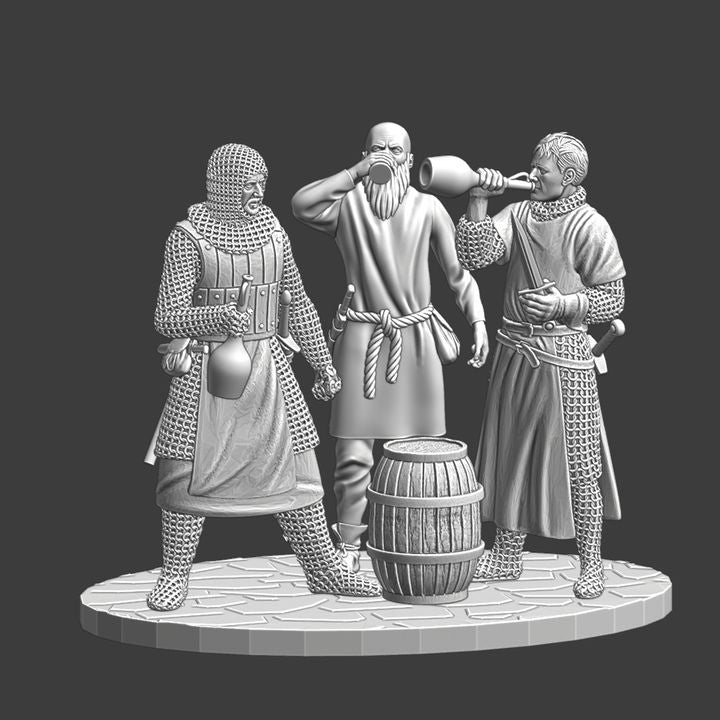 Medieval Camp Life – Soldiers Drinking Scene