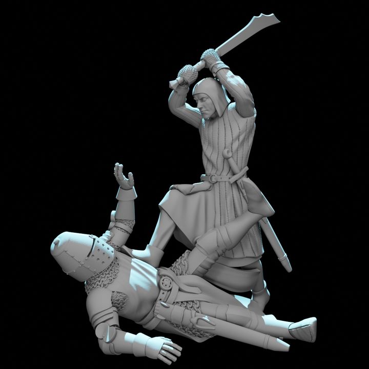 Infantry finishing off a downed knight