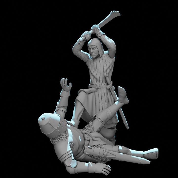 Infantry finishing off a downed knight