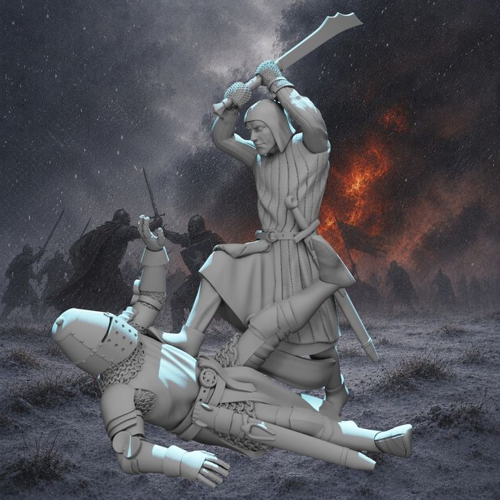 Infantry finishing off a downed knight