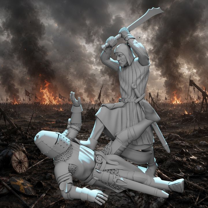 Infantry finishing off a downed knight
