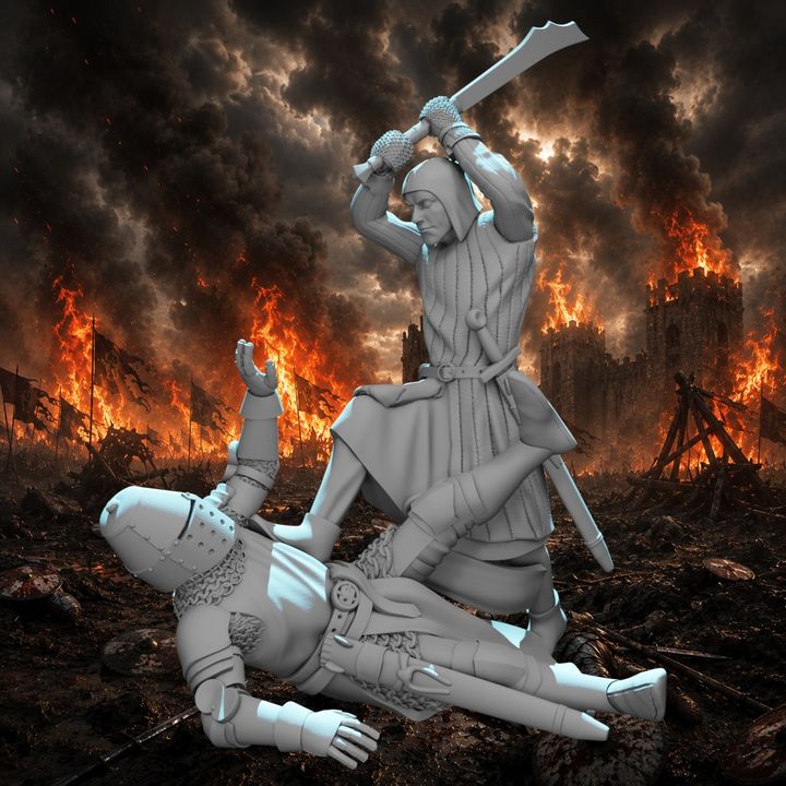 Infantry finishing off a downed knight