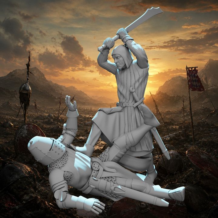 Infantry finishing off a downed knight