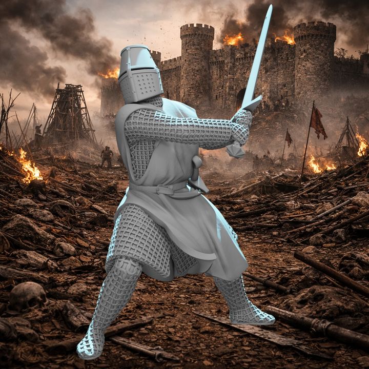 Medieval Knight Swinging Greatsword – Power Stance