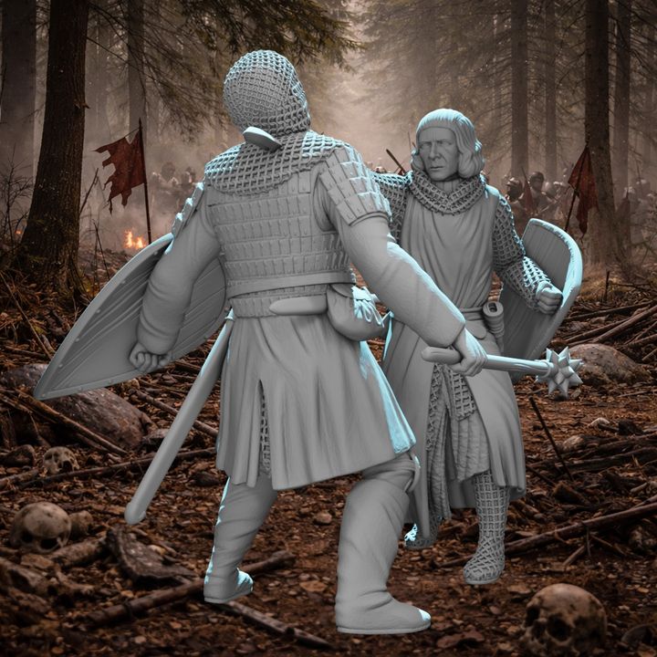 Medieval Crusader Duel – Knight Slaying His Opponent | Dynamic Combat Vignette.