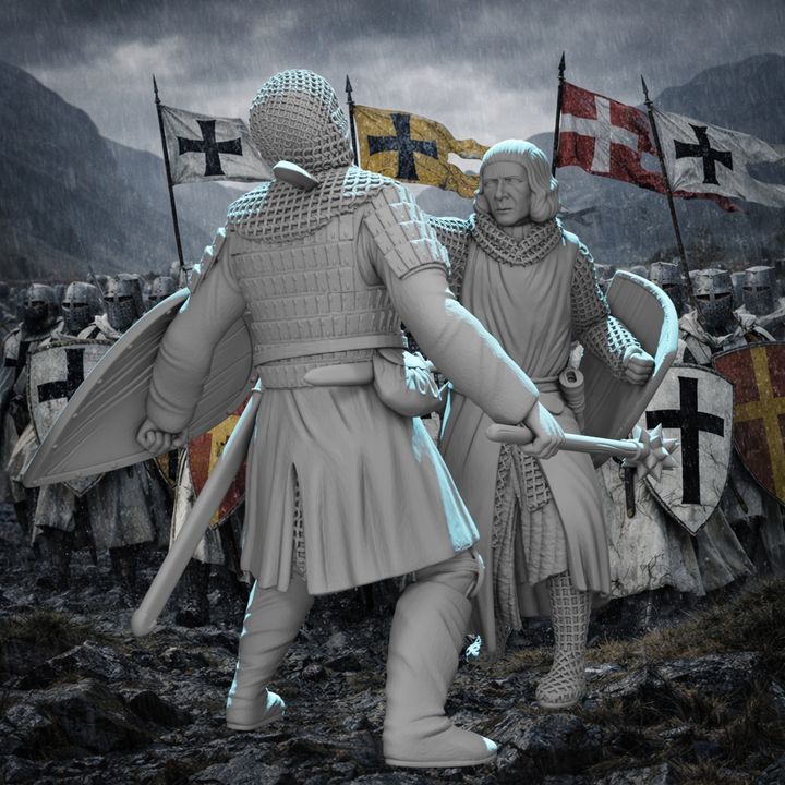 Medieval Crusader Duel – Knight Slaying His Opponent | Dynamic Combat Vignette.