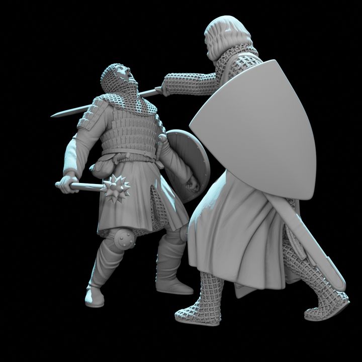 Medieval Crusader Duel – Knight Slaying His Opponent | Dynamic Combat Vignette.