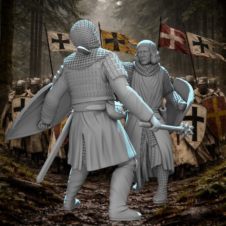 Medieval Crusader Duel – Knight Slaying His Opponent | Dynamic Combat Vignette.