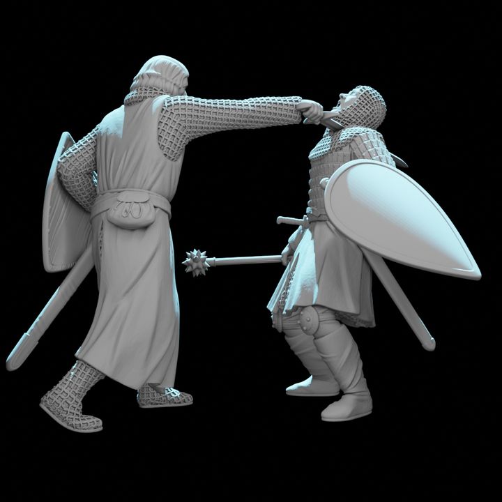 Medieval Crusader Duel – Knight Slaying His Opponent | Dynamic Combat Vignette.