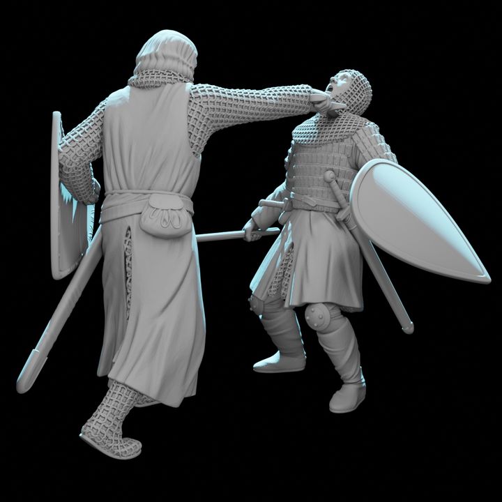 Medieval Crusader Duel – Knight Slaying His Opponent | Dynamic Combat Vignette.