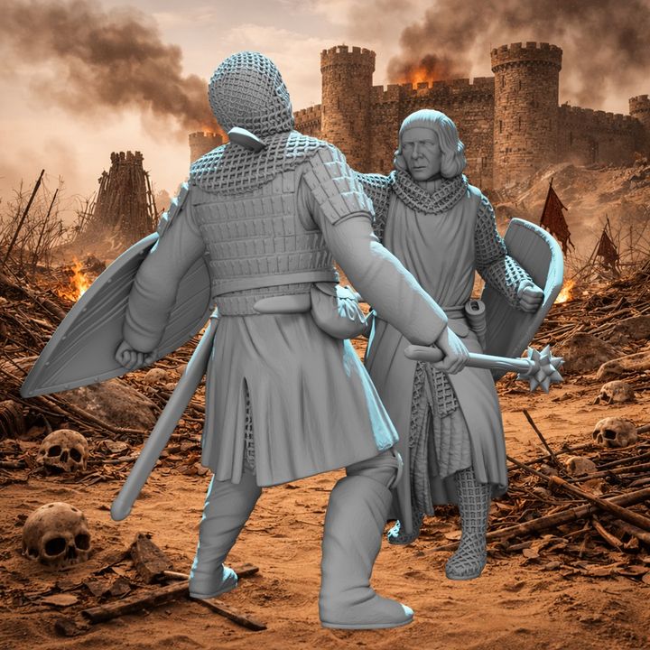 Medieval Crusader Duel – Knight Slaying His Opponent | Dynamic Combat Vignette.
