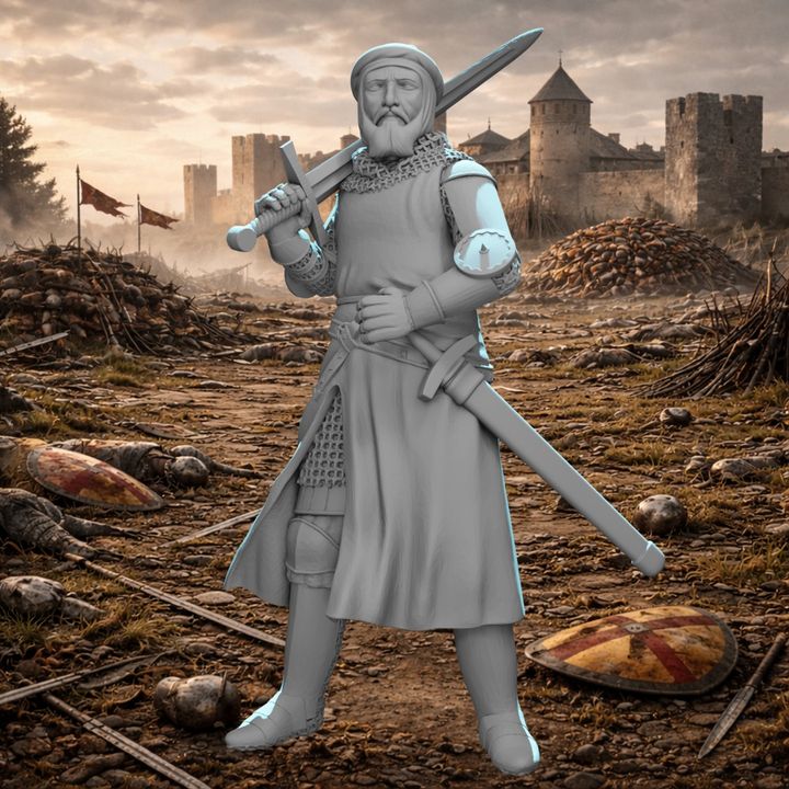 Medieval Knight Resting with Great Sword