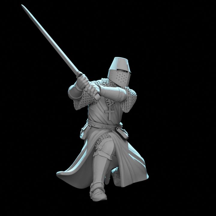 Medieval Crusader Knight – Two-Handed Sword Charging Pose