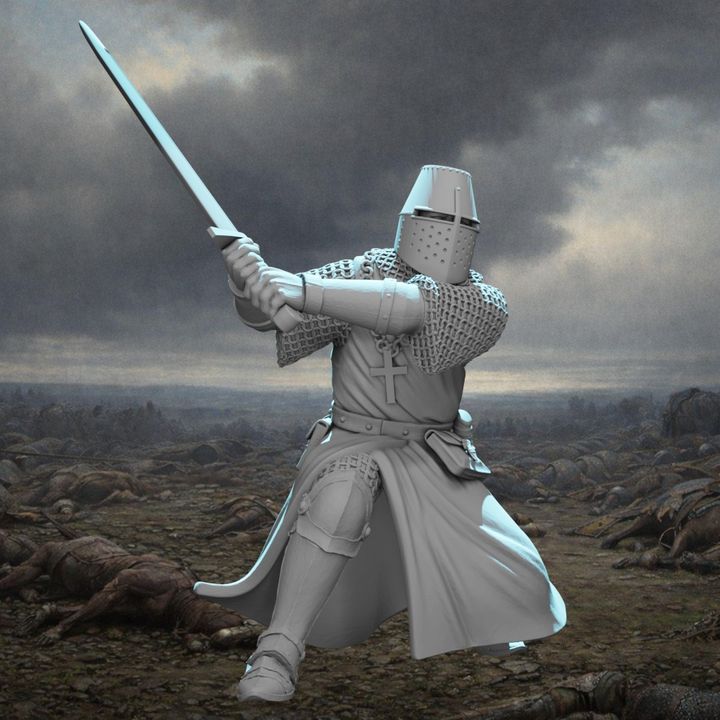 Medieval Crusader Knight – Two-Handed Sword Charging Pose