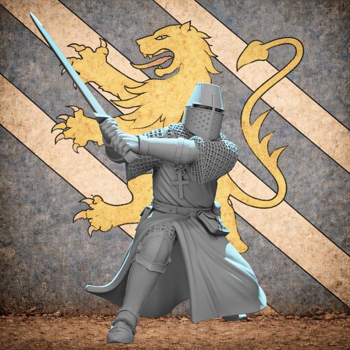 Medieval Crusader Knight – Two-Handed Sword Charging Pose
